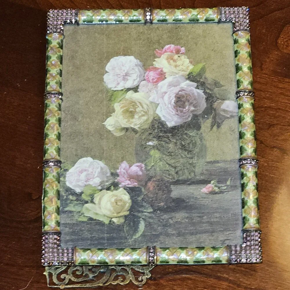 RARE WOW JAY STRONGWATER ARGYLE PLAID PINK DARJEELING PAVE CRYSTAL ENAMEL FRAME